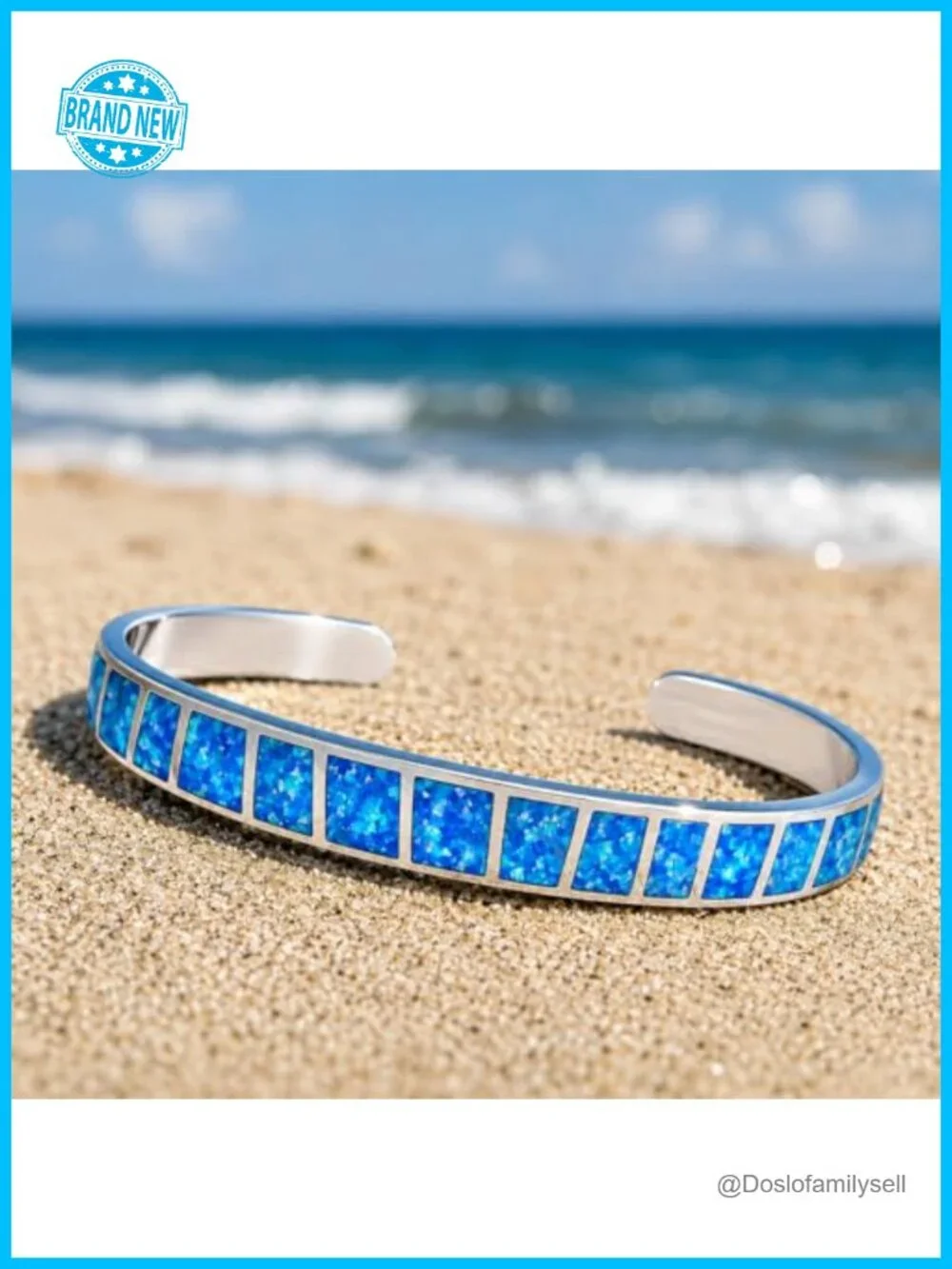 Blue Fire Opal Cuff Bracelet, Sterling Silver Bangle, Adjustable Boho Jewelry